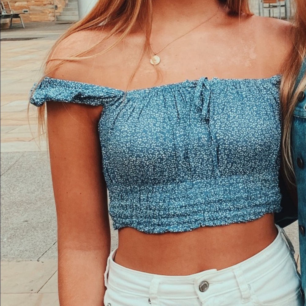 Isabelles cabinet blue floral crop top size small